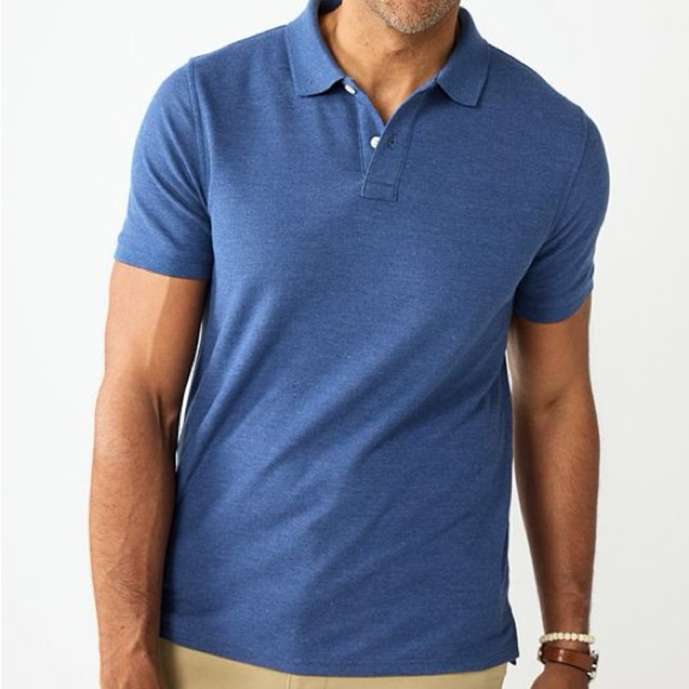 Sonoma Sun Washed 100% Cotton Polo Shirt Blue Size Large